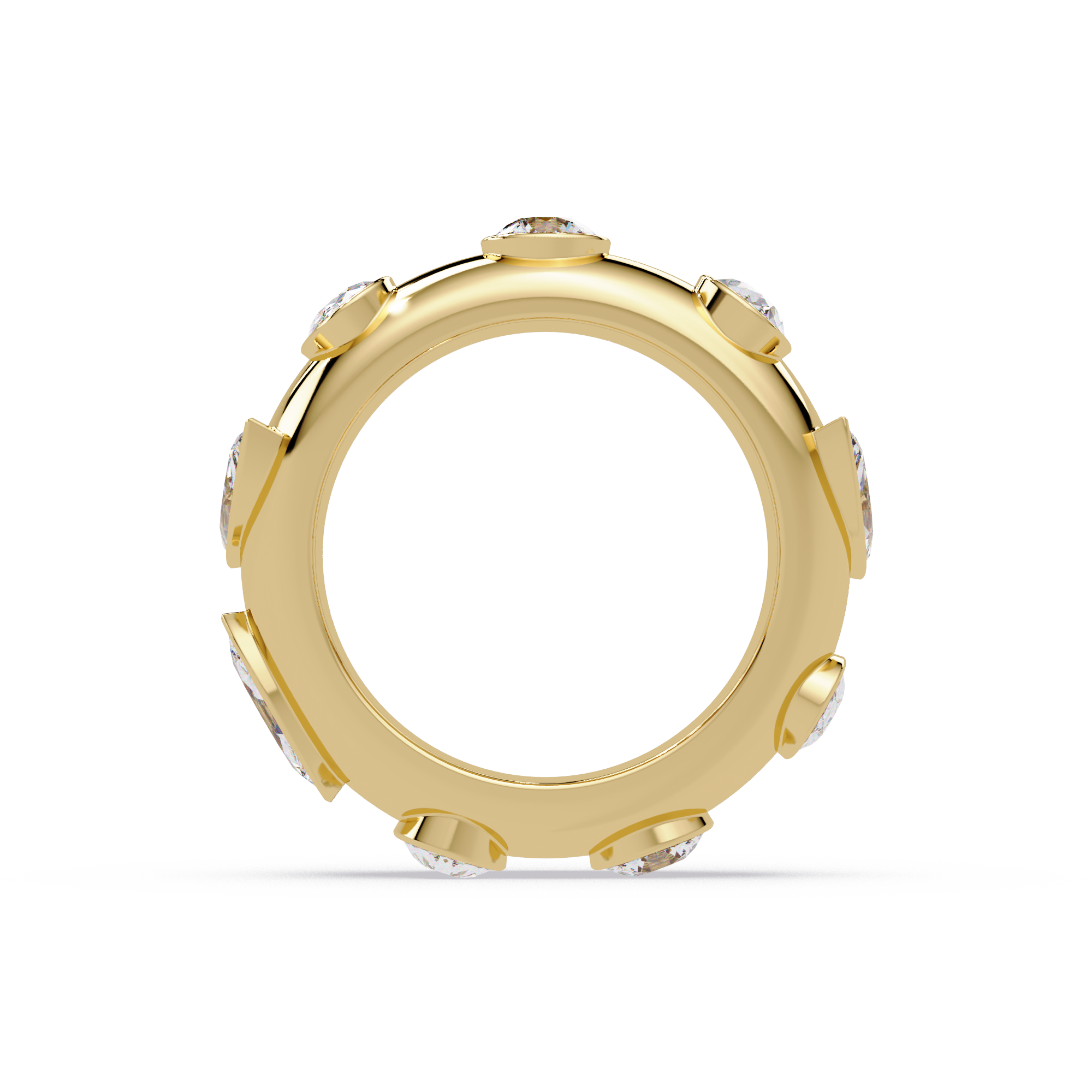 Modern Multi Shape Bezel Diamond Band Ring