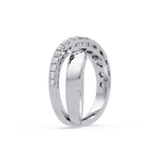 Round Cut Diamond Criss Cross Bypass Band Ring