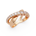 Round Cut Diamond Criss Cross Bypass Band Ring