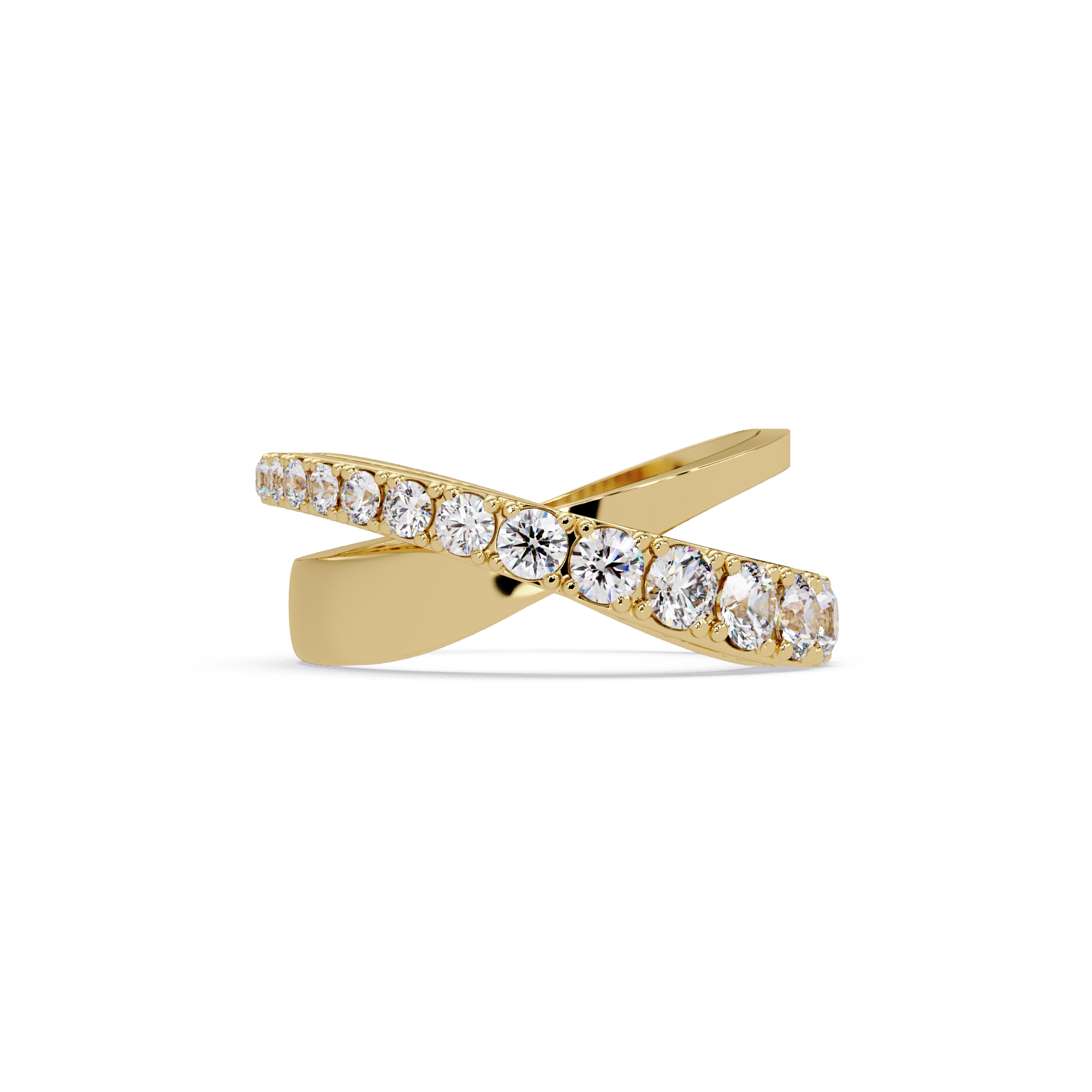 Round Cut Diamond Criss Cross Bypass Band Ring