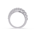 Round Cut Diamond Criss Cross Bypass Band Ring