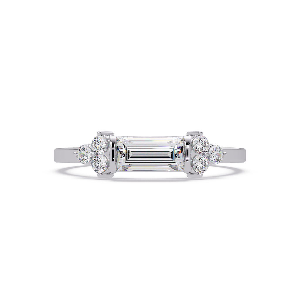 Customizable Baguette & Round Diamond Engagement Ring | Three-Stone Ring