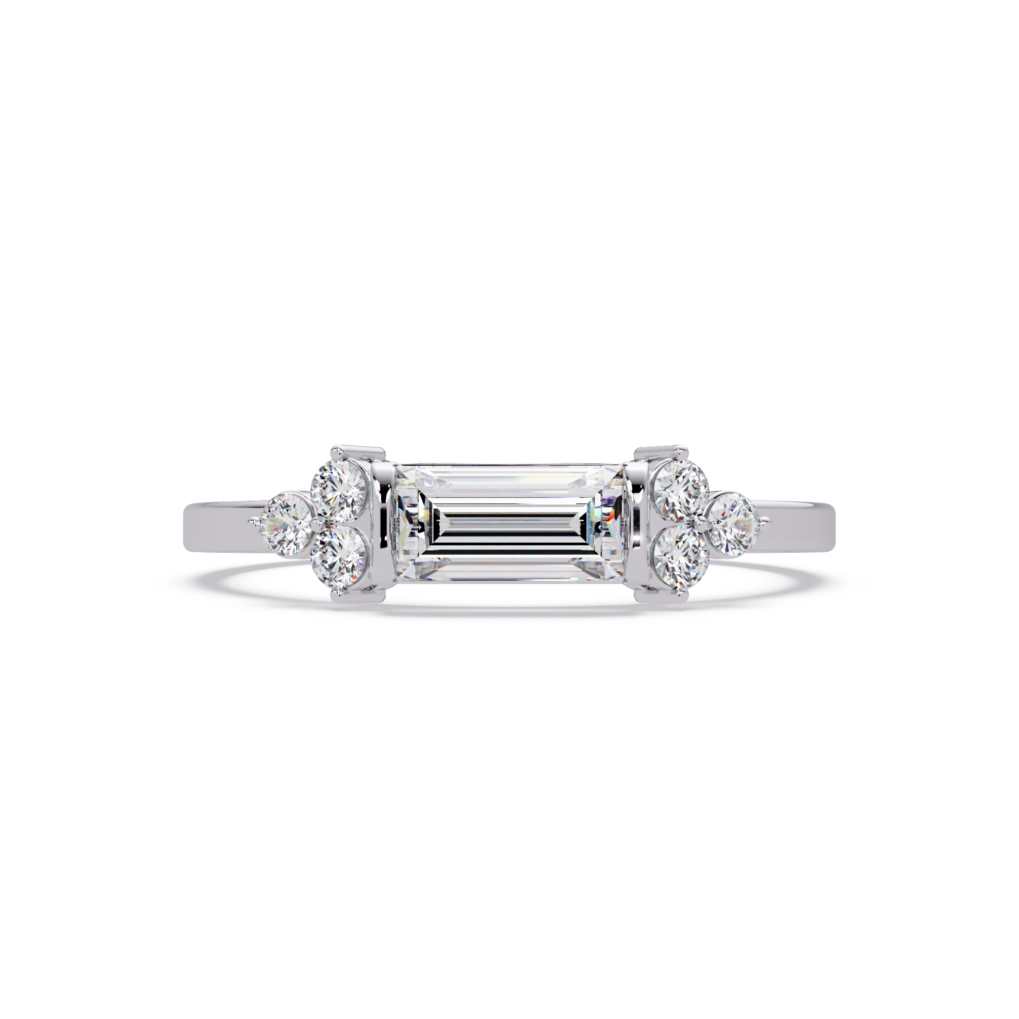 Customizable Baguette & Round Diamond Engagement Ring | Three-Stone Ring
