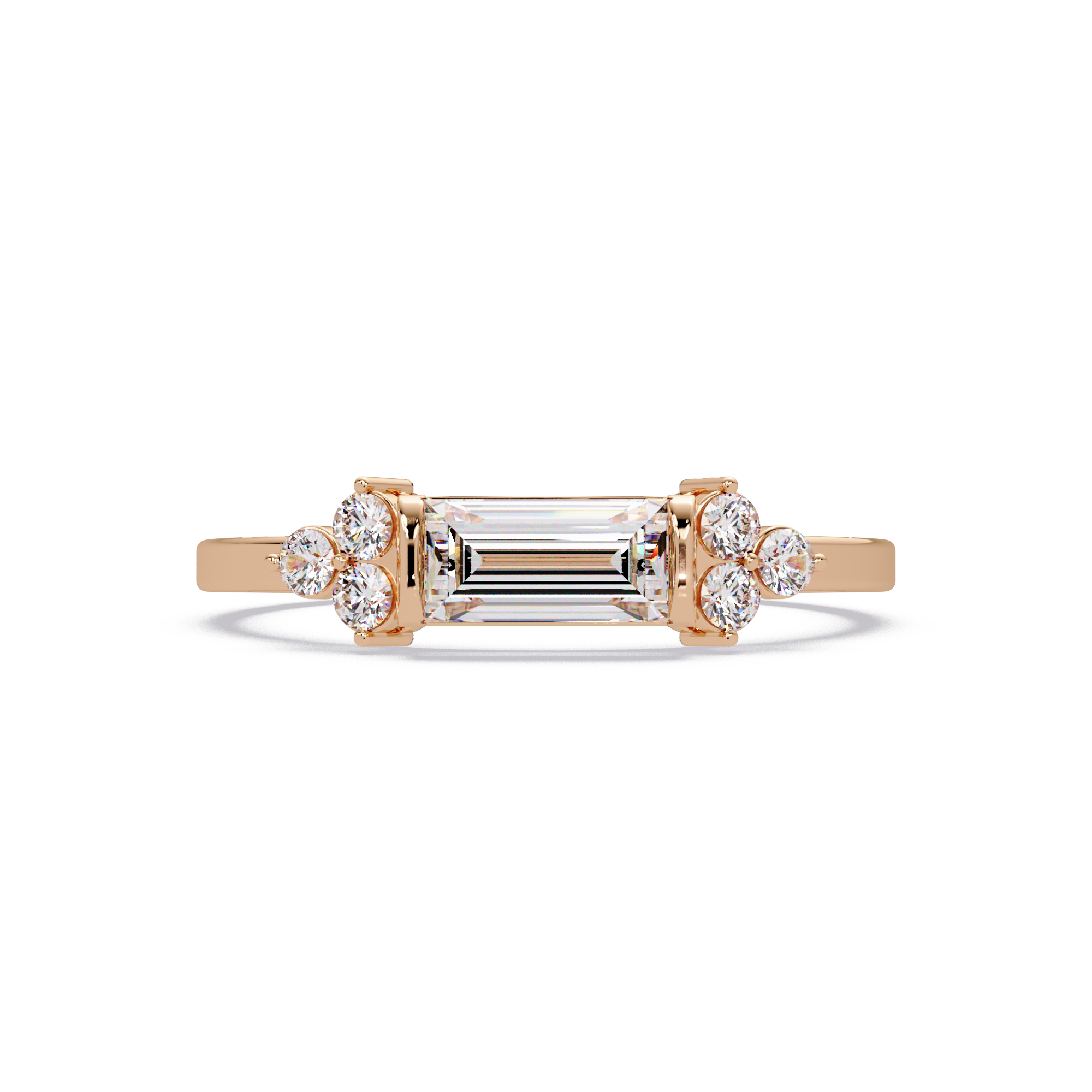 Customizable Baguette & Round Diamond Engagement Ring | Three-Stone Ring