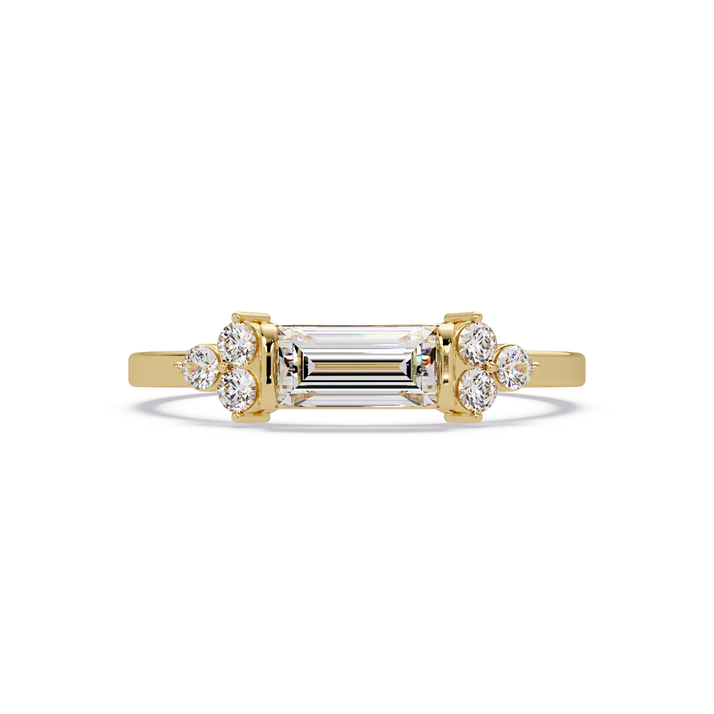 Customizable Baguette & Round Diamond Engagement Ring | Three-Stone Ring