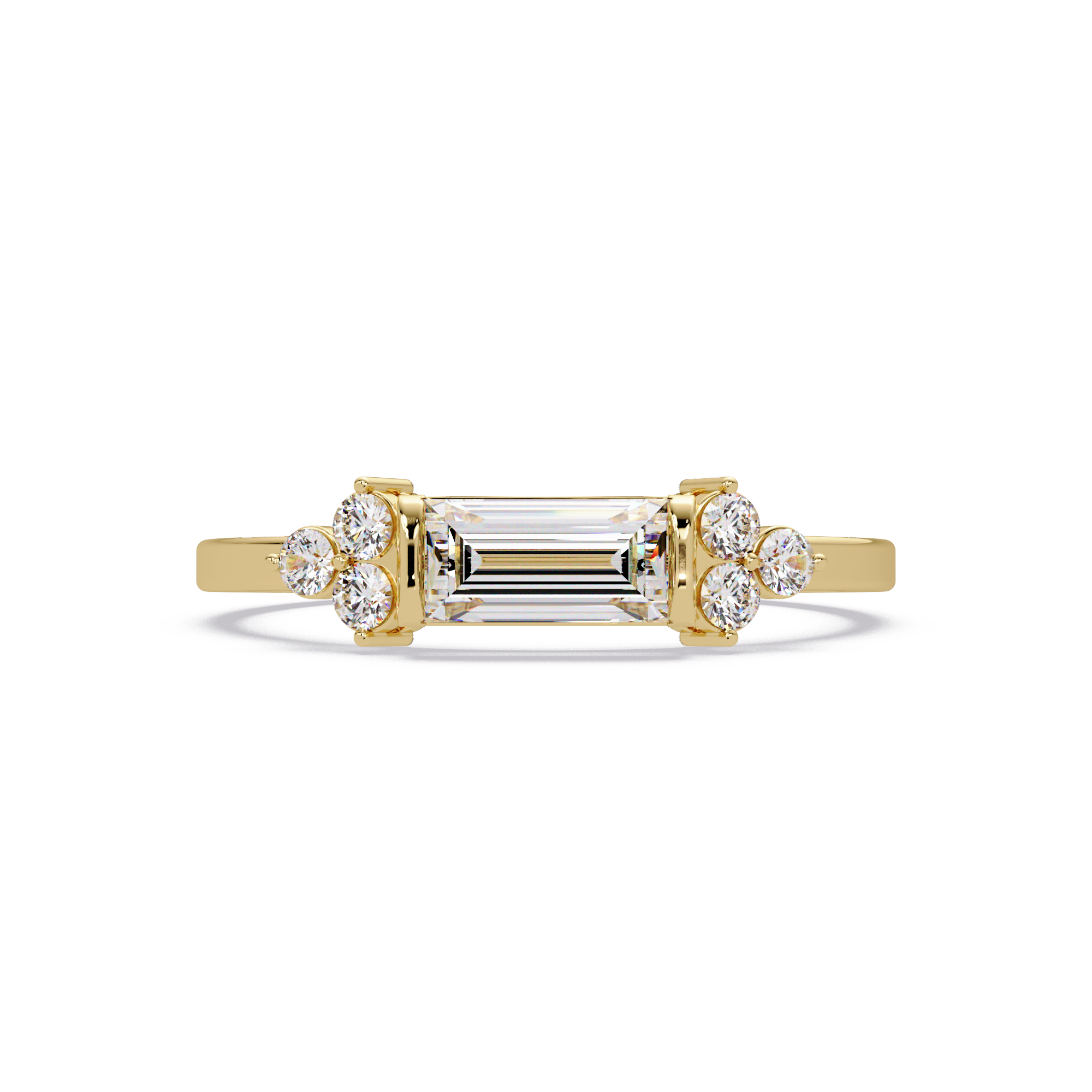 Customizable Baguette & Round Diamond Engagement Ring | Three-Stone Ring