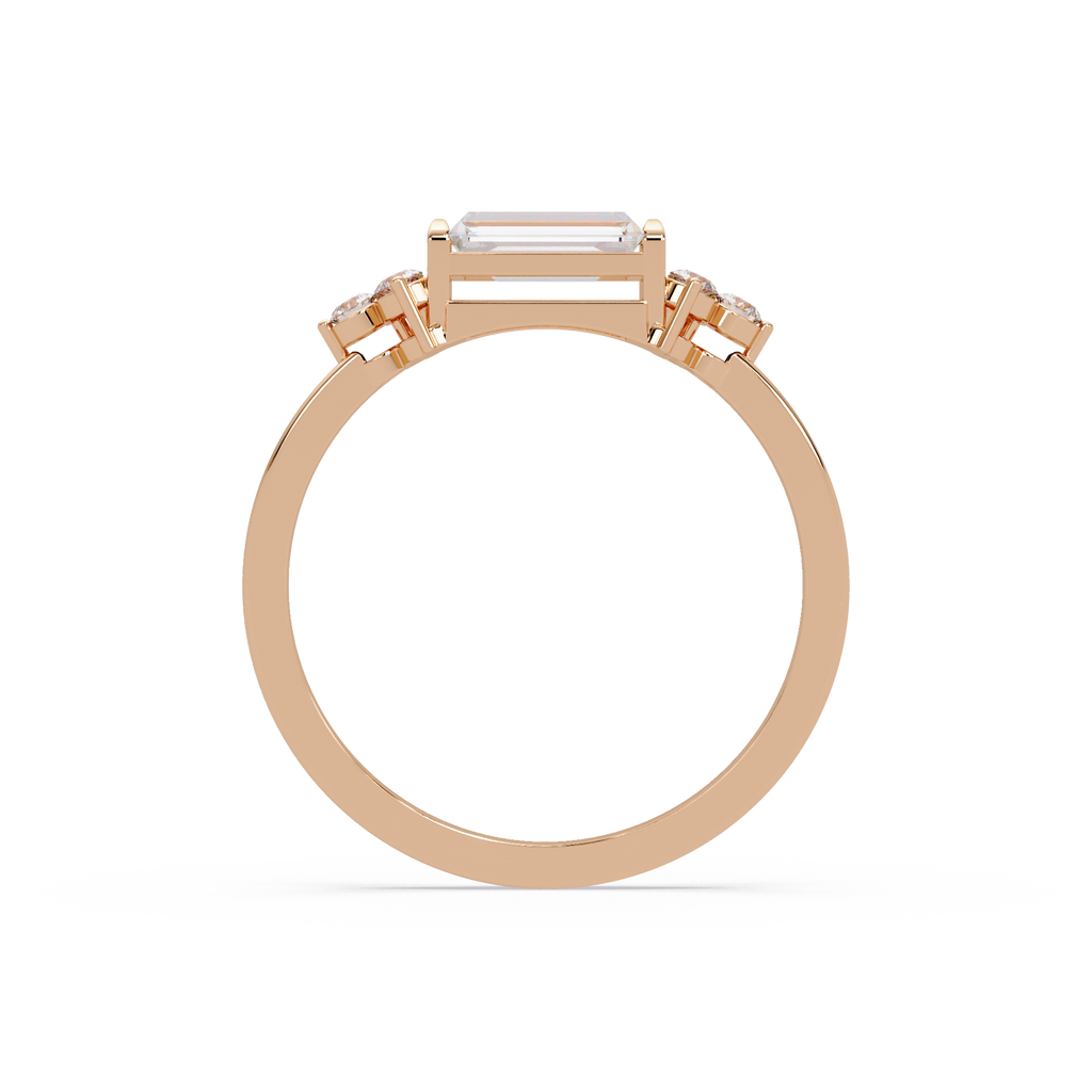 Customizable Baguette & Round Diamond Engagement Ring | Three-Stone Ring