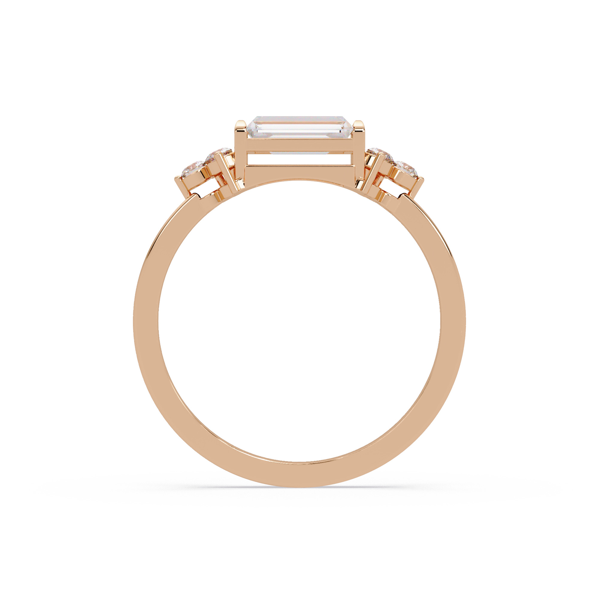Customizable Baguette & Round Diamond Engagement Ring | Three-Stone Ring