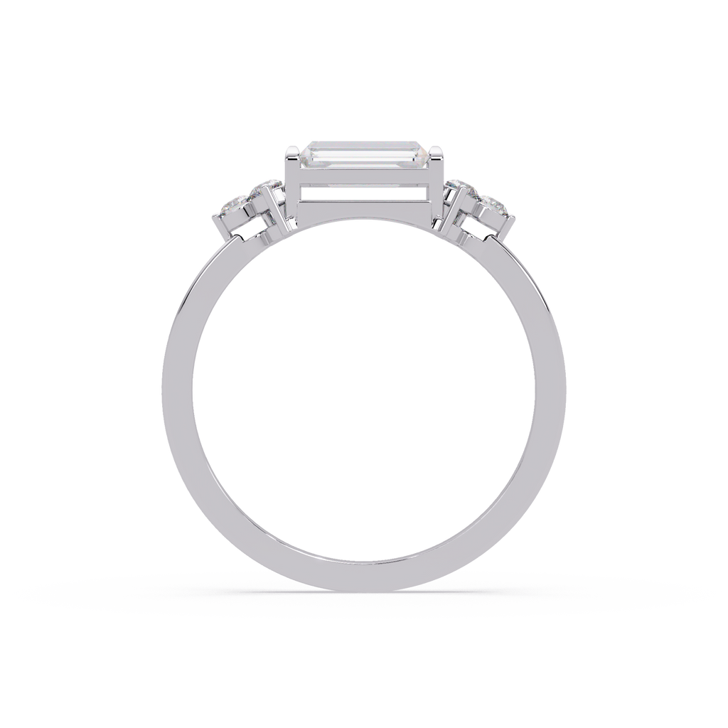 Customizable Baguette & Round Diamond Engagement Ring | Three-Stone Ring