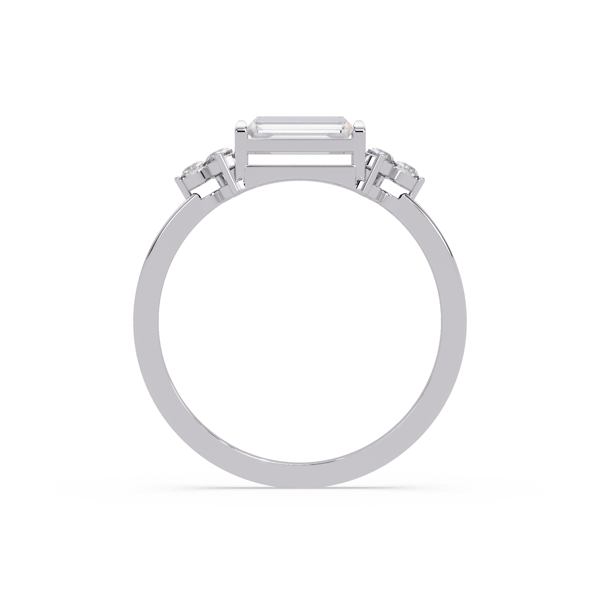 Customizable Baguette & Round Diamond Engagement Ring | Three-Stone Ring
