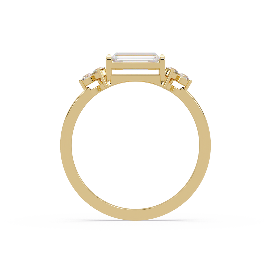 Customizable Baguette & Round Diamond Engagement Ring | Three-Stone Ring