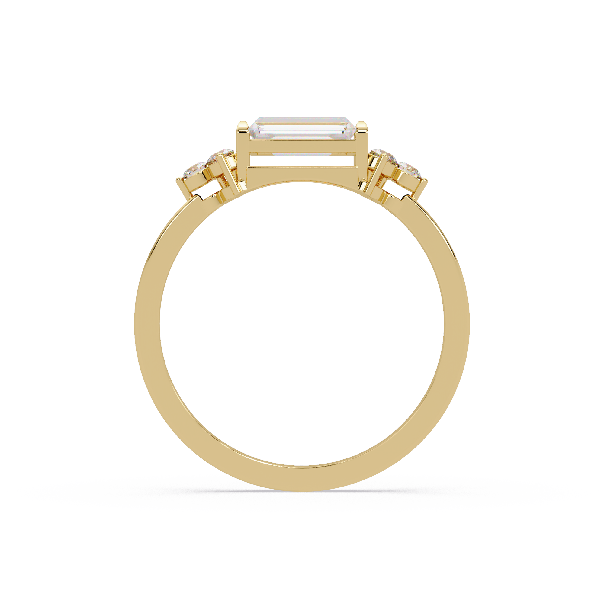 Customizable Baguette & Round Diamond Engagement Ring | Three-Stone Ring