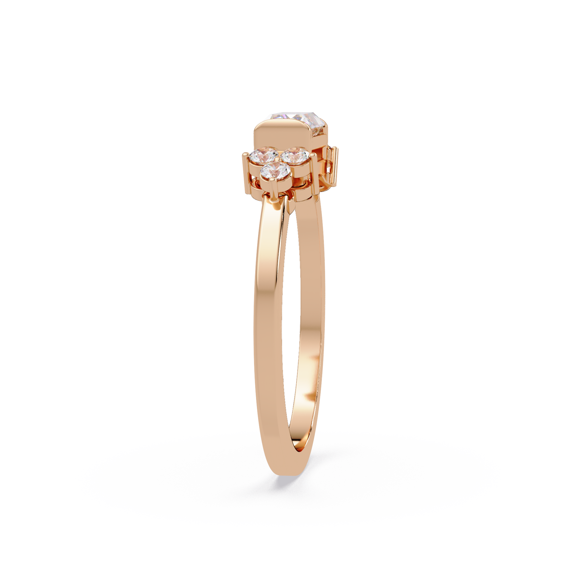 Customizable Baguette & Round Diamond Engagement Ring | Three-Stone Ring