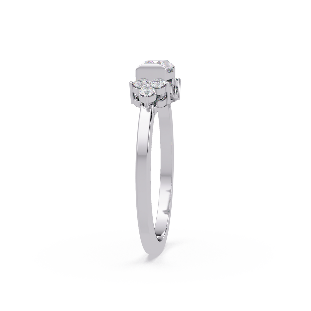 Customizable Baguette & Round Diamond Engagement Ring | Three-Stone Ring