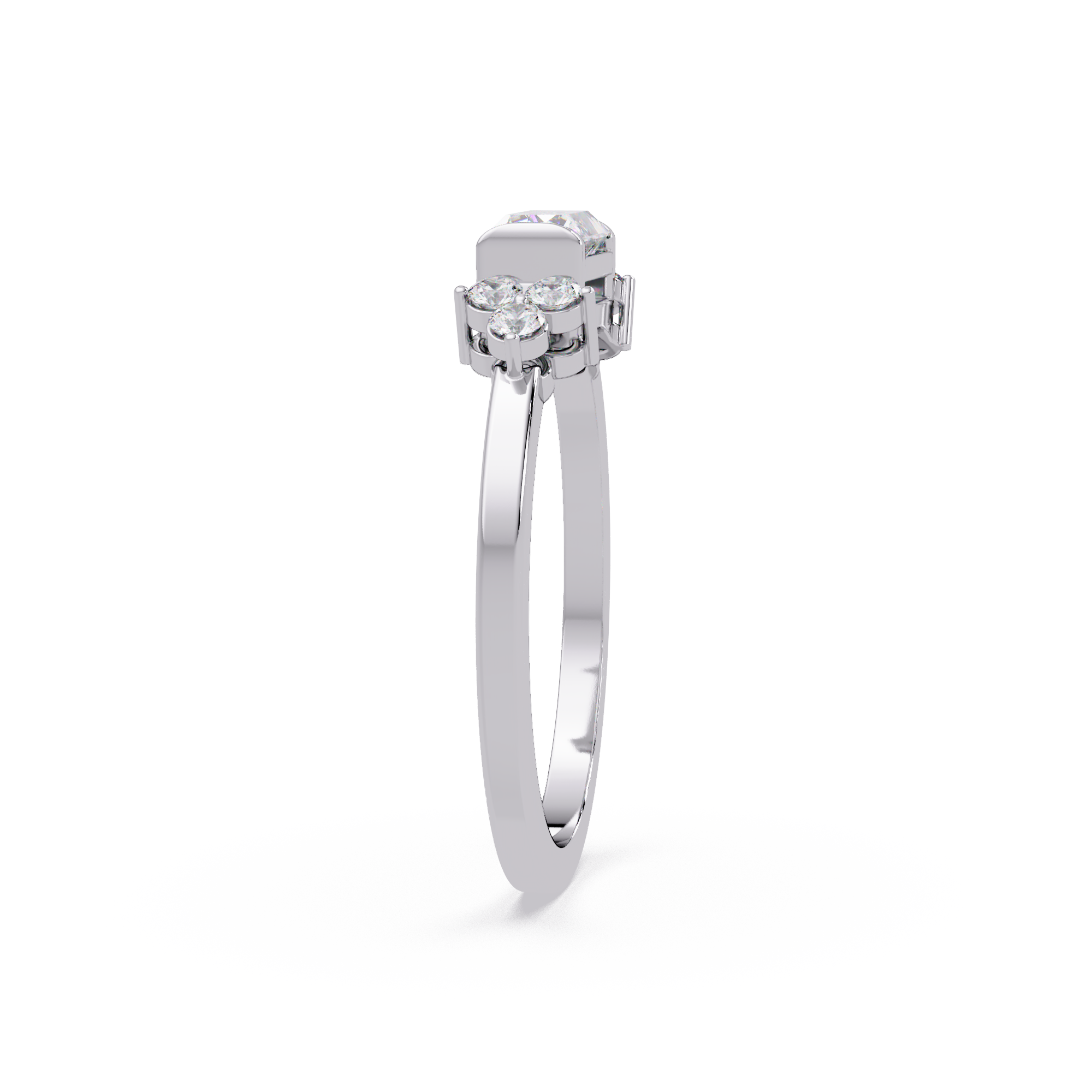 Customizable Baguette & Round Diamond Engagement Ring | Three-Stone Ring