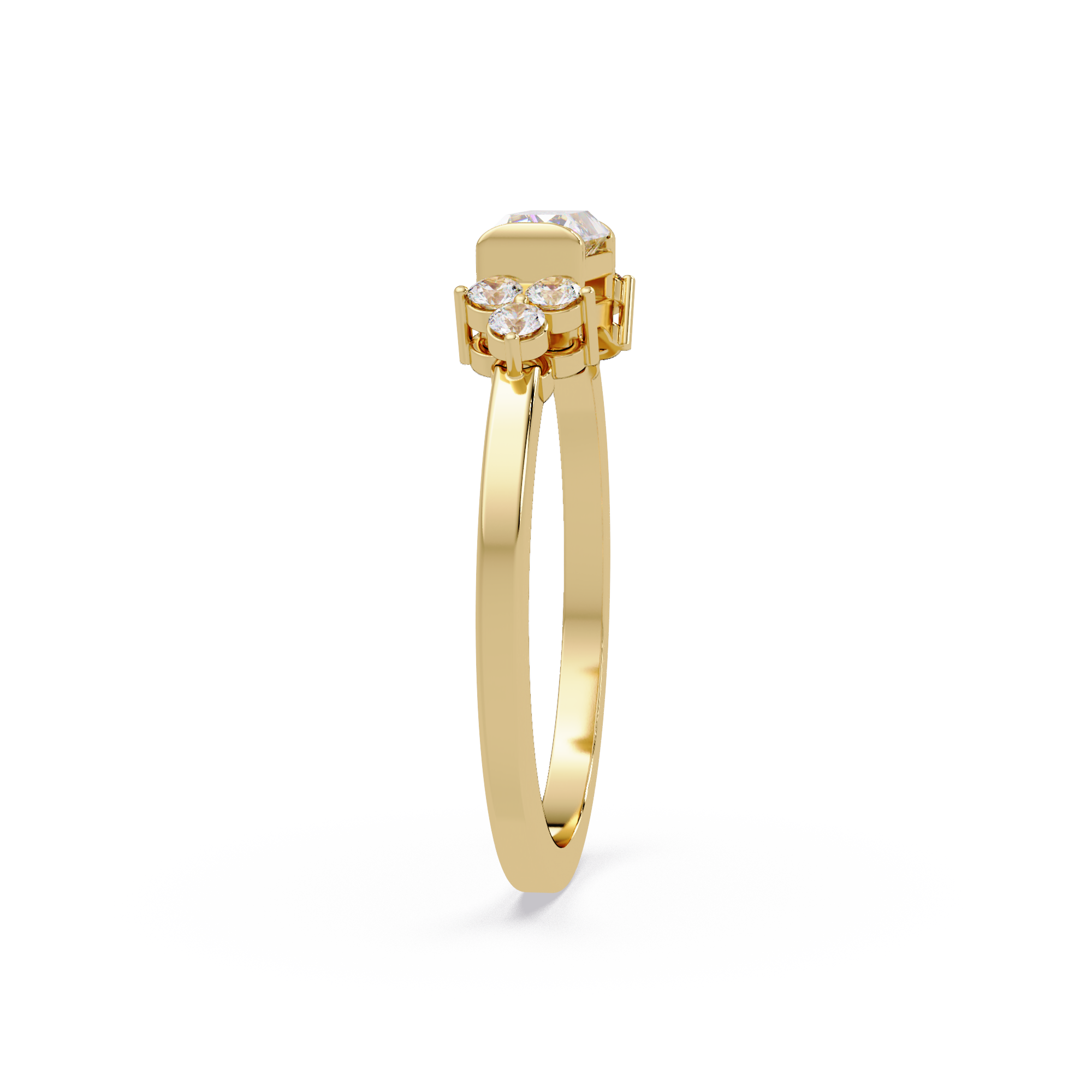 Customizable Baguette & Round Diamond Engagement Ring | Three-Stone Ring