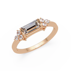 Customizable Baguette & Round Diamond Engagement Ring | Three-Stone Ring