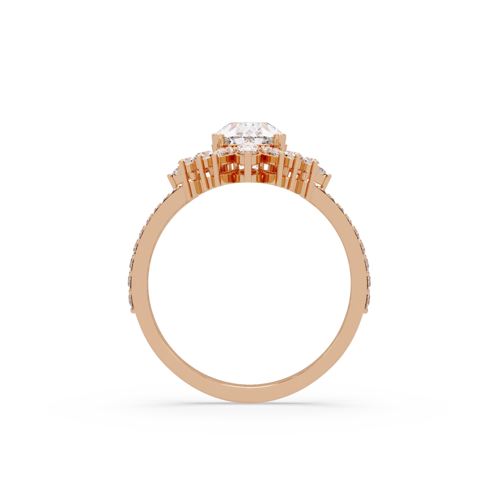 Pear Cut Floral Diamond Engagement Ring