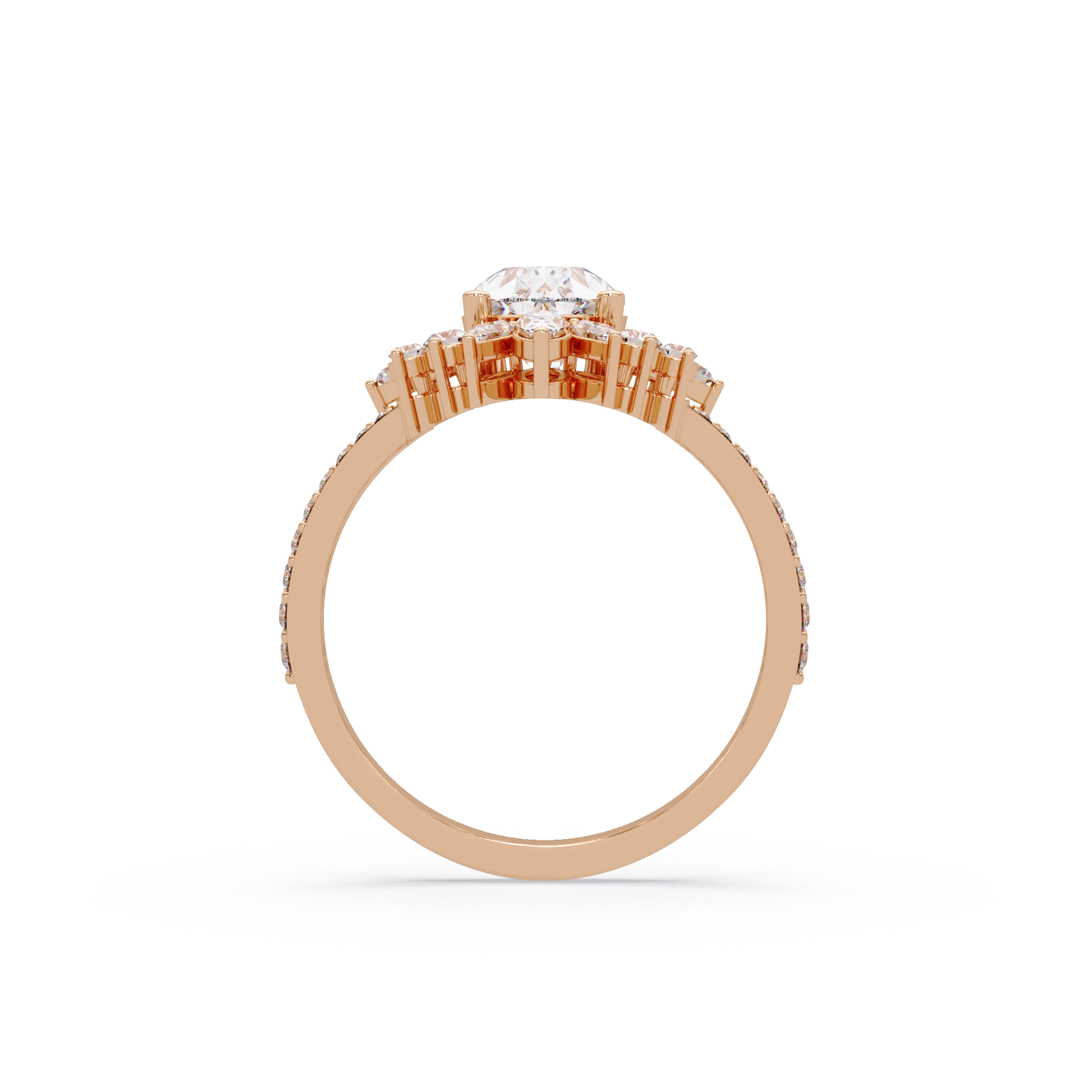 Pear Cut Floral Diamond Engagement Ring