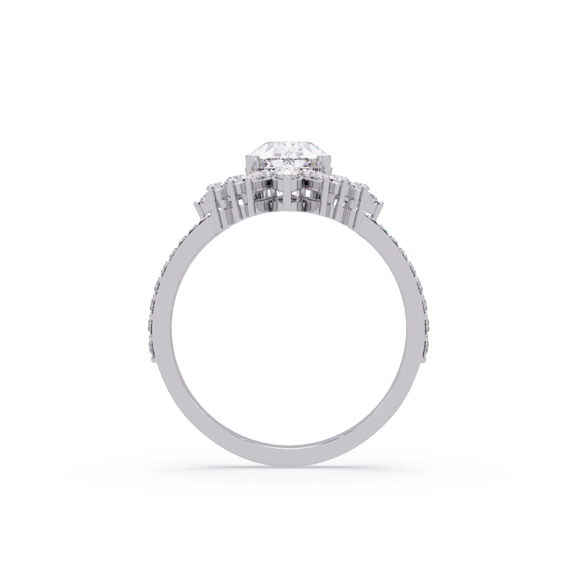 Pear Cut Floral Diamond Engagement Ring