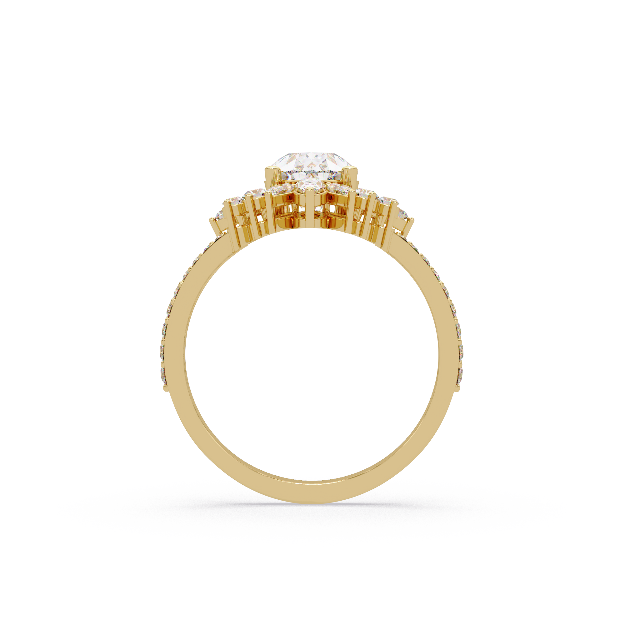 Pear Cut Floral Diamond Engagement Ring
