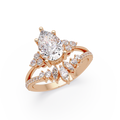 Pear Cut Floral Diamond Engagement Ring