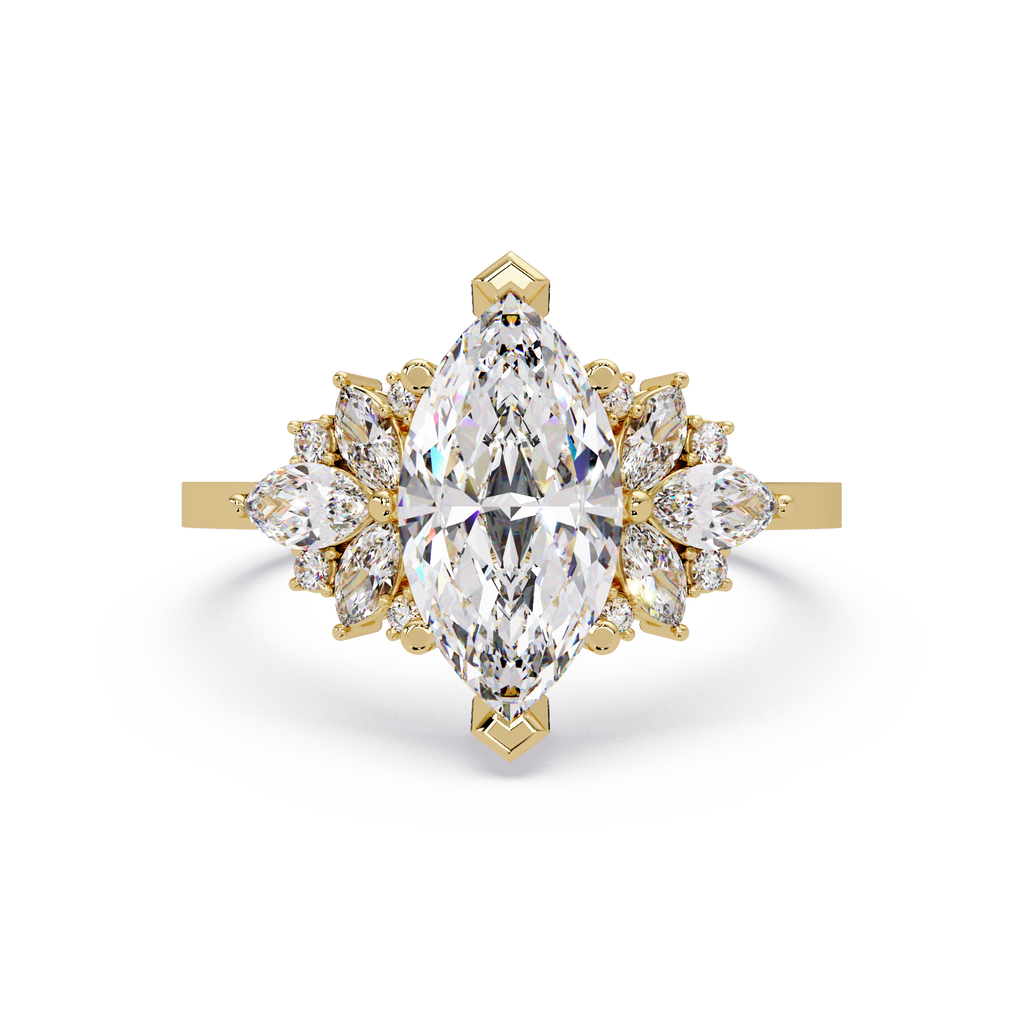 Marquise Cut Floral Diamond Engagement Ring
