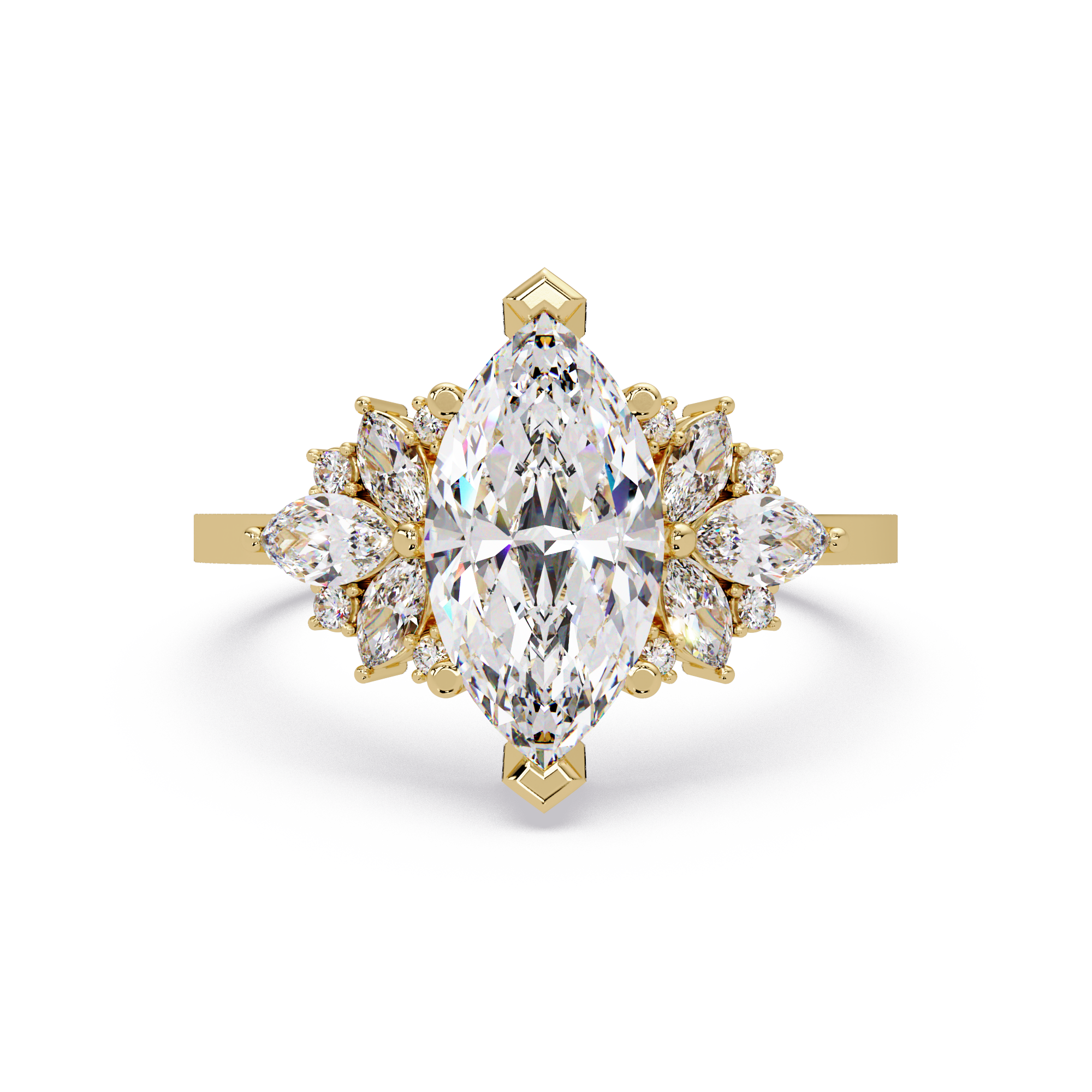 Marquise Cut Floral Diamond Engagement Ring