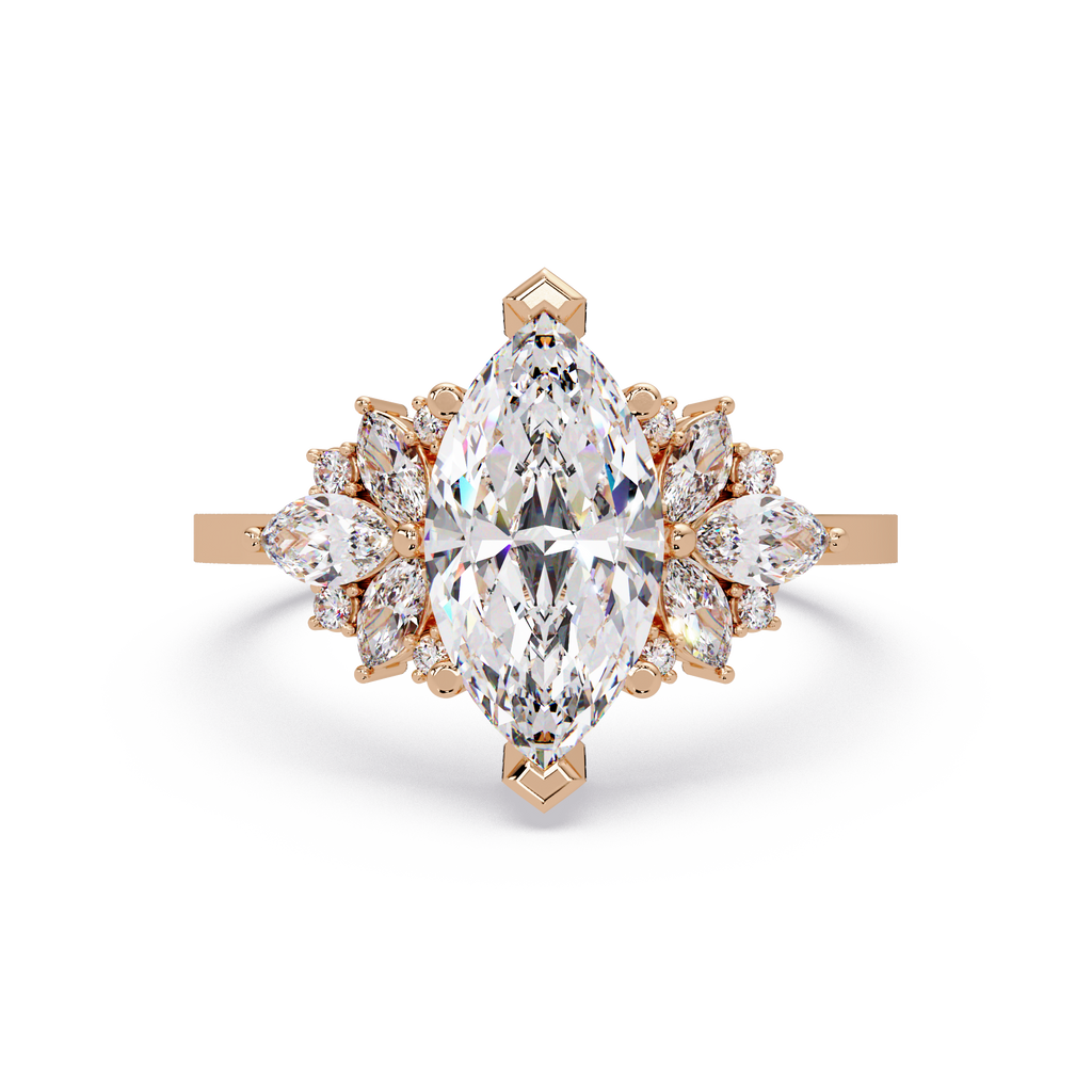 Marquise Cut Floral Diamond Engagement Ring