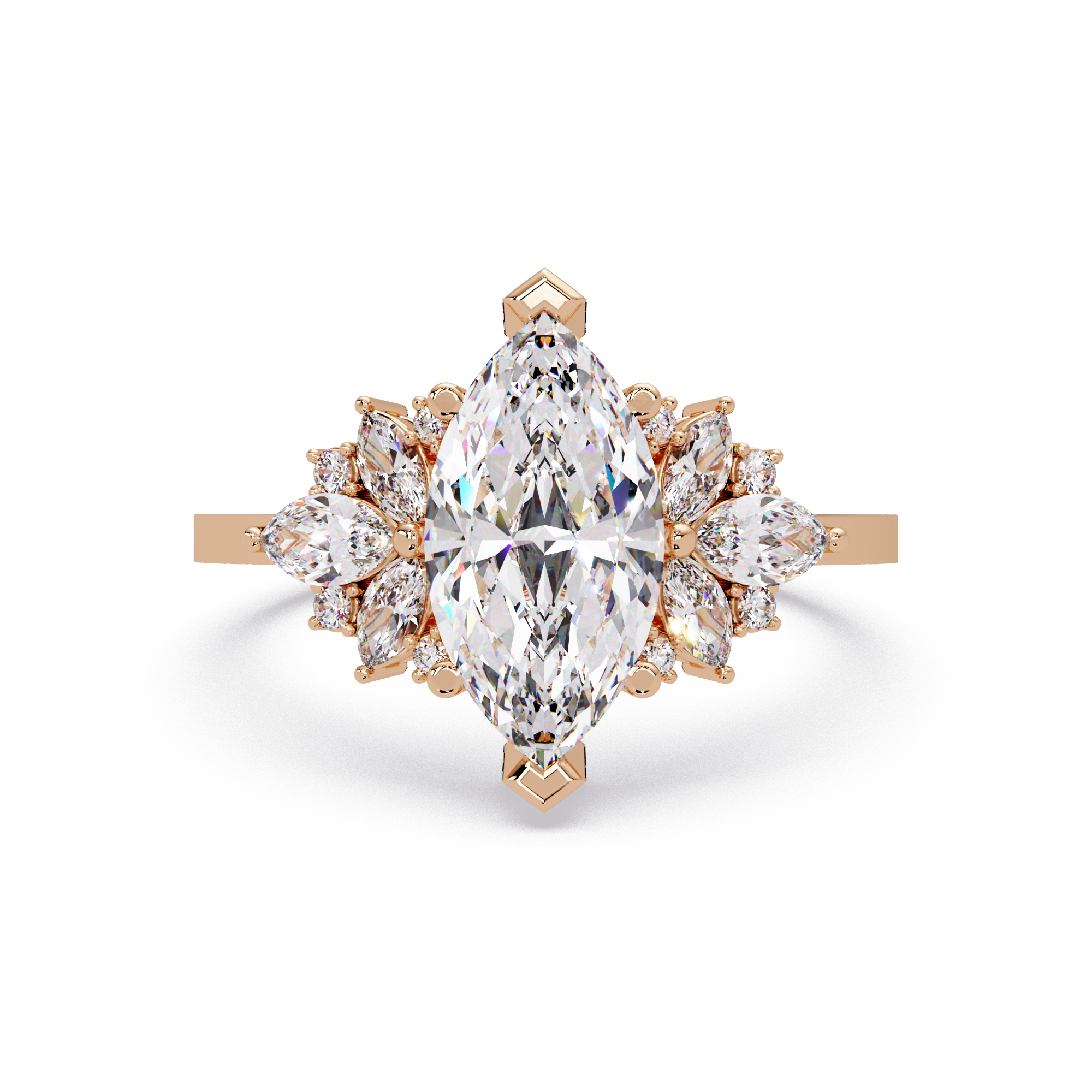 Marquise Cut Floral Diamond Engagement Ring