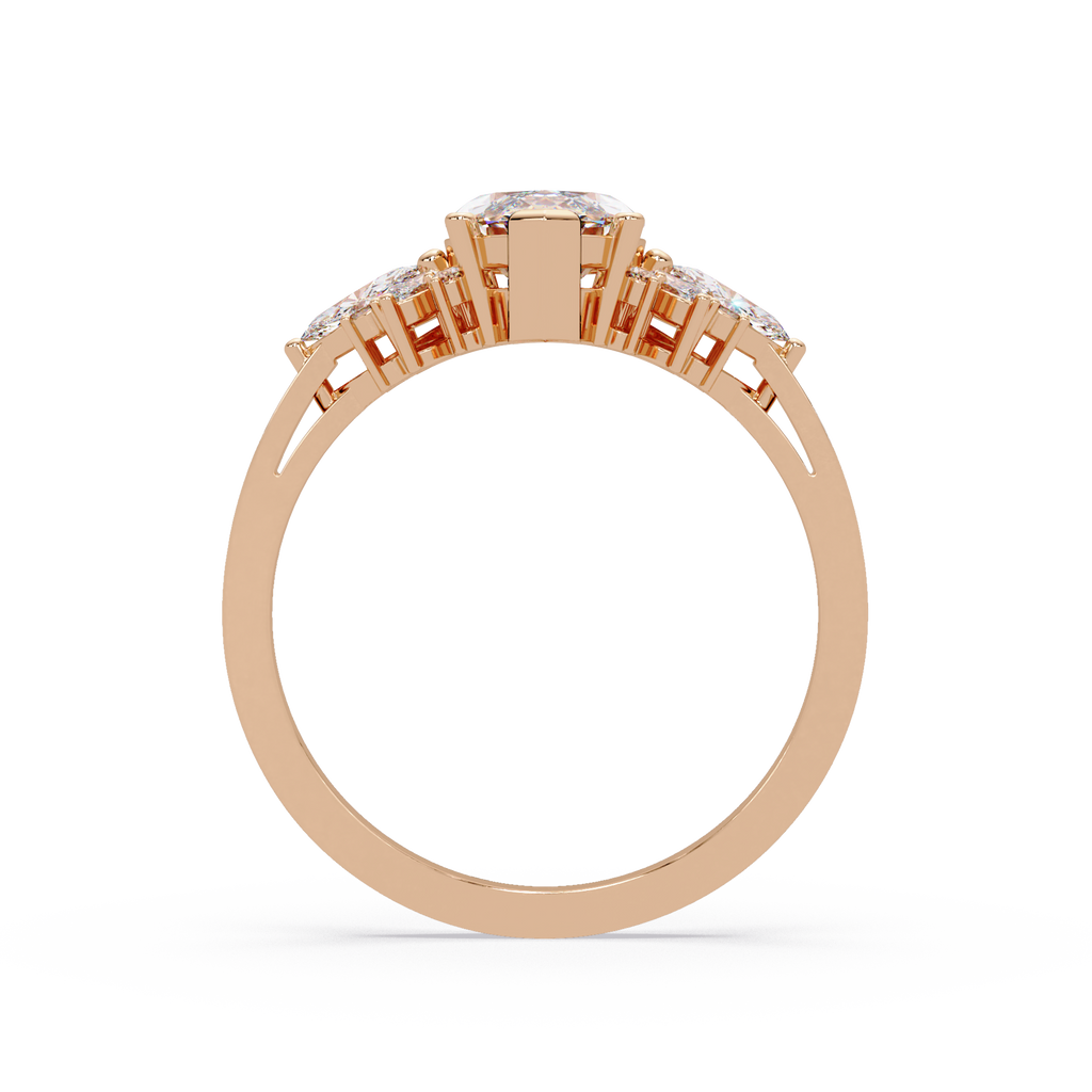 Marquise Cut Floral Diamond Engagement Ring