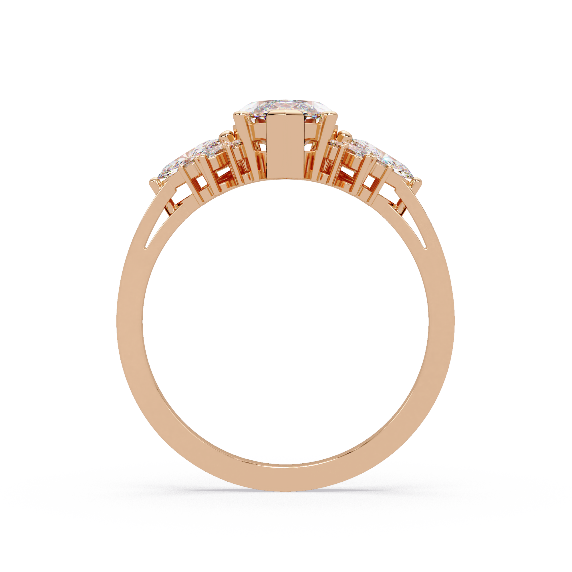 Marquise Cut Floral Diamond Engagement Ring