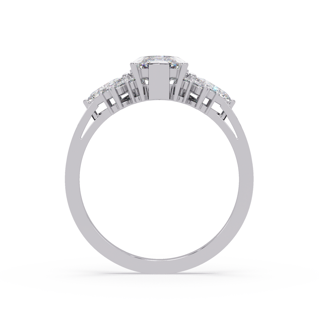 Marquise Cut Floral Diamond Engagement Ring