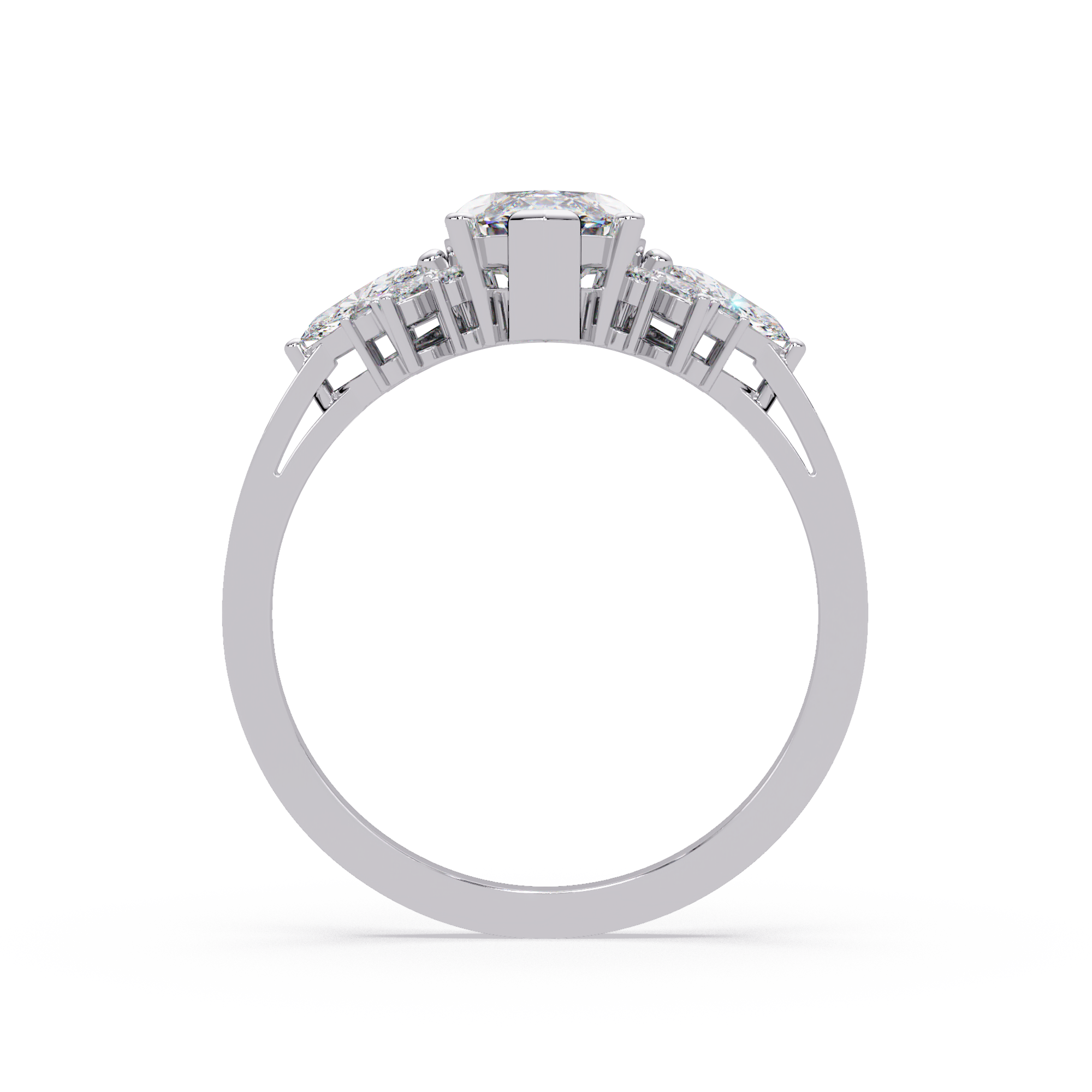 Marquise Cut Floral Diamond Engagement Ring