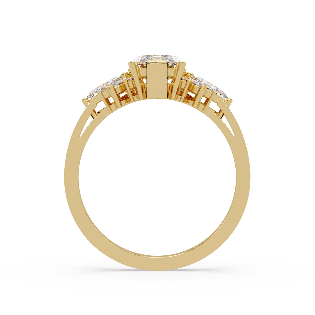 Marquise Cut Floral Diamond Engagement Ring