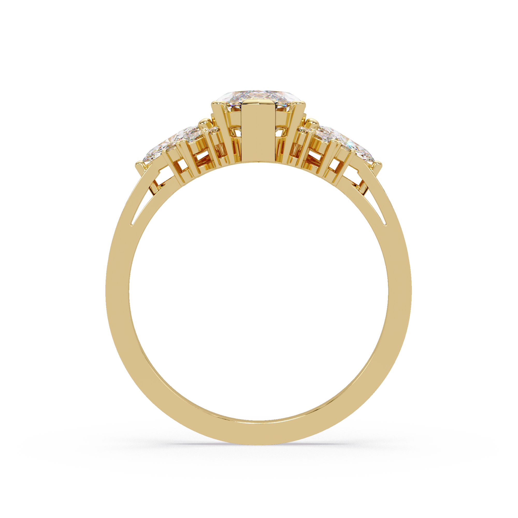 Marquise Cut Floral Diamond Engagement Ring