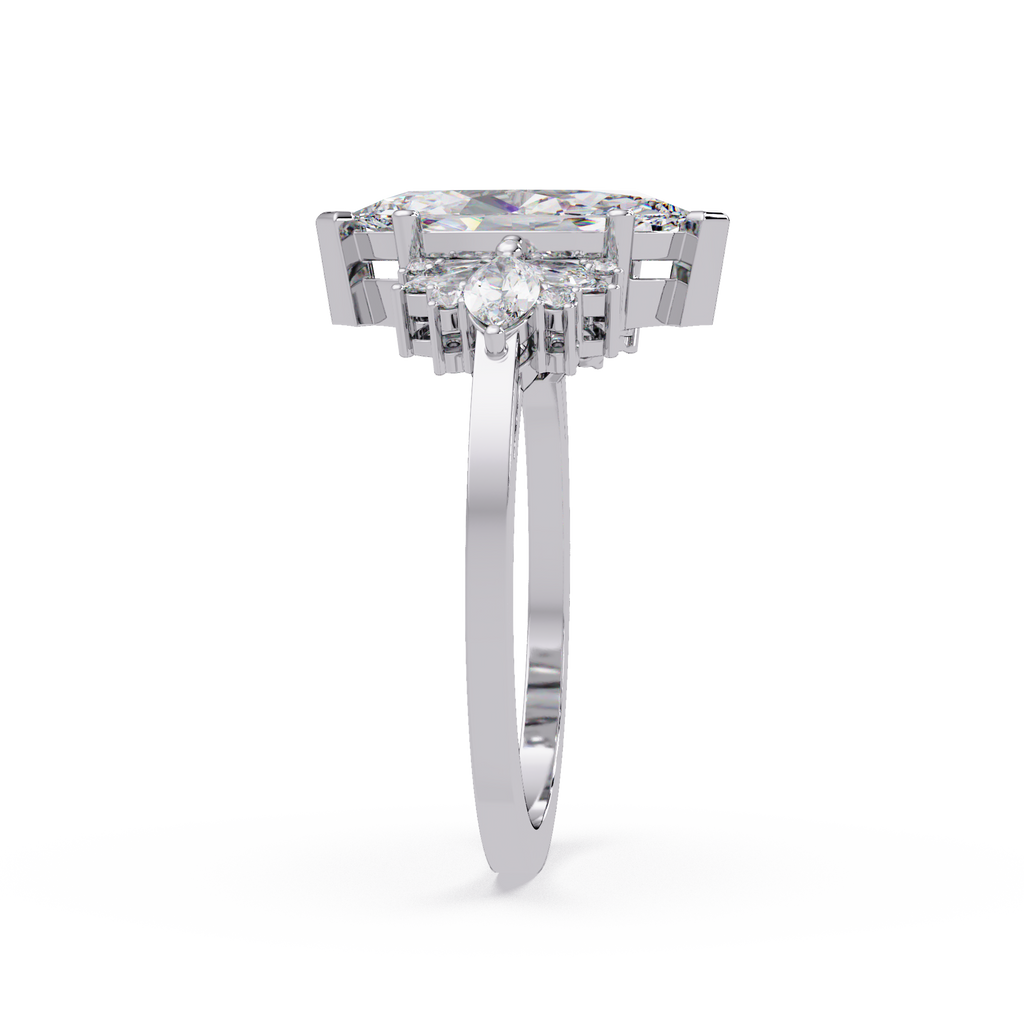 Marquise Cut Floral Diamond Engagement Ring