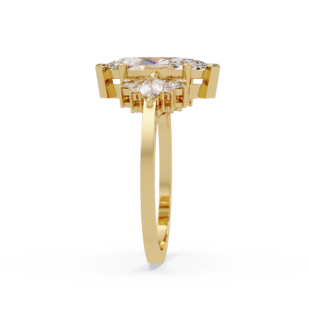 Marquise Cut Floral Diamond Engagement Ring