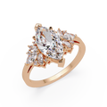 Marquise Cut Floral Diamond Engagement Ring