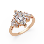 Marquise Cut Floral Diamond Engagement Ring