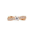 Round Cut Solitaire Diamond Engagement Ring with Pavé Band – Customizable