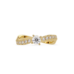 Round Cut Solitaire Diamond Engagement Ring with Pavé Band – Customizable