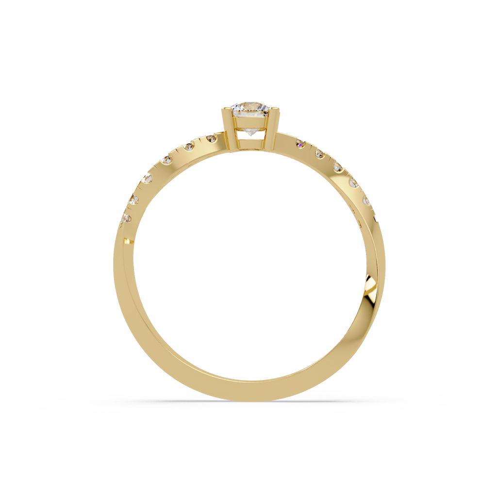 Round Cut Solitaire Diamond Engagement Ring with Pavé Band – Customizable