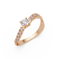 Round Cut Solitaire Diamond Engagement Ring with Pavé Band – Customizable