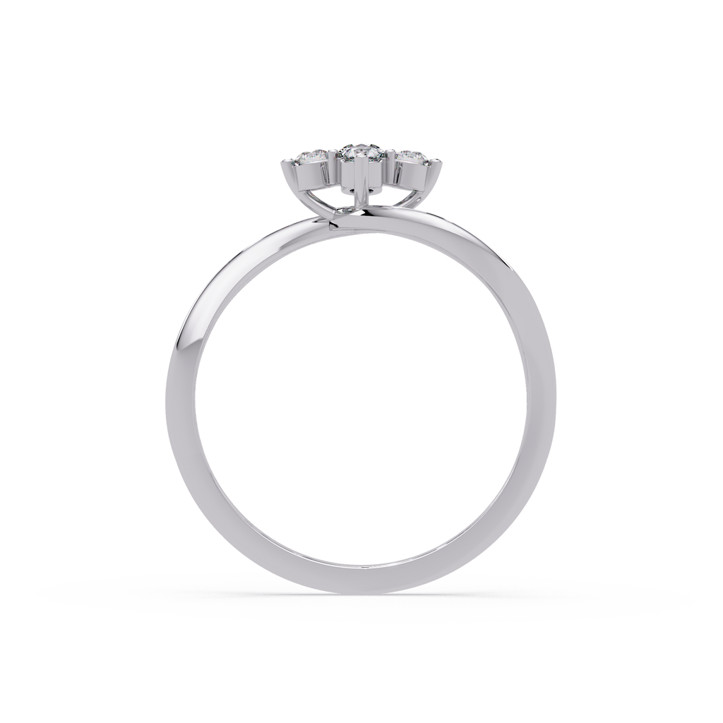 Round Cut Floral Cluster Diamond Wave Ring