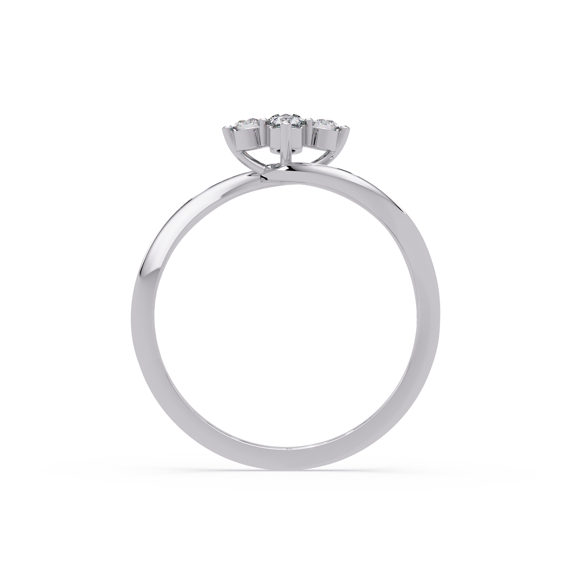 Round Cut Floral Cluster Diamond Wave Ring