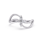 Round Cut Floral Cluster Diamond Wave Ring