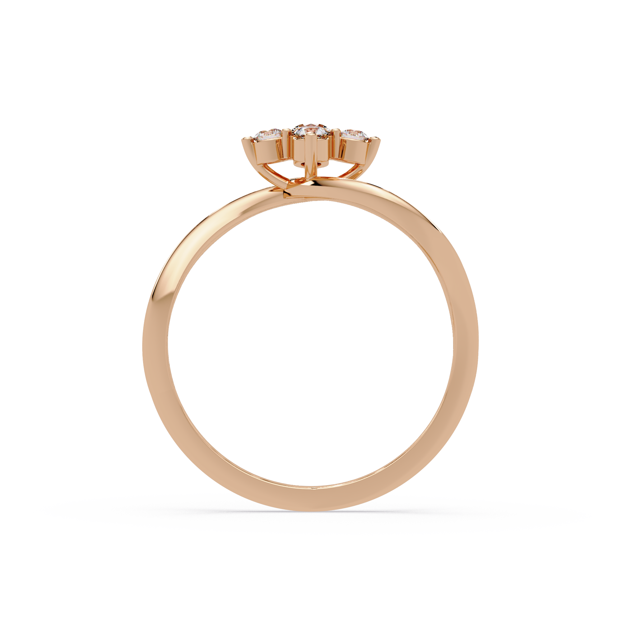 Round Cut Floral Cluster Diamond Wave Ring