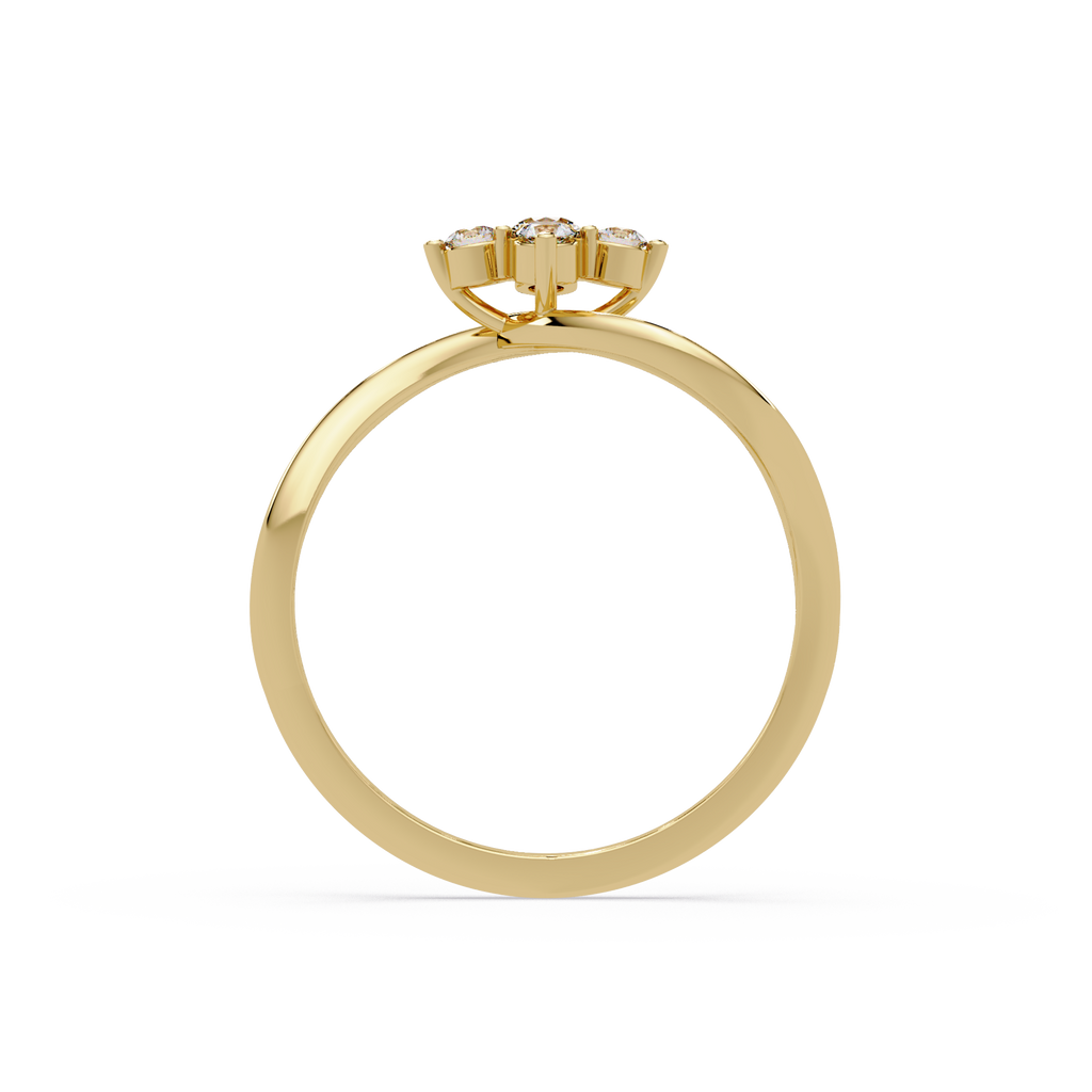 Round Cut Floral Cluster Diamond Wave Ring