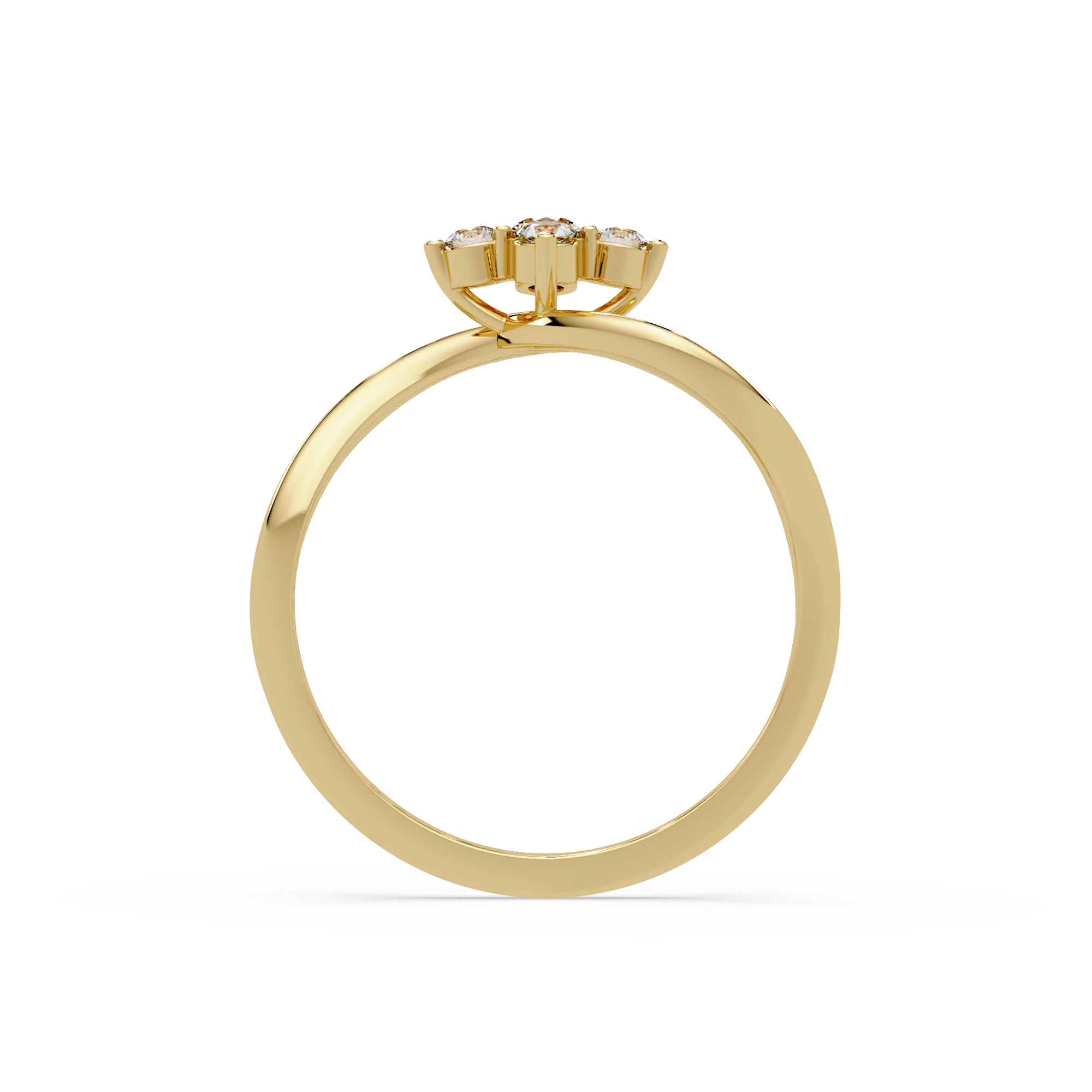 Round Cut Floral Cluster Diamond Wave Ring